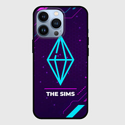 Чехол для iPhone 13 Pro Символ The Sims в неоновых цветах на темном фоне, цвет: 3D-черный
