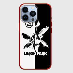 Чехол для iPhone 13 Pro Linkin Park логотип черно-белый, цвет: 3D-красный