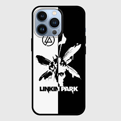 Чехол для iPhone 13 Pro Linkin Park логотип черно-белый, цвет: 3D-черный