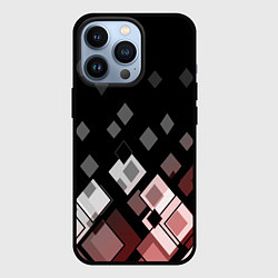 Чехол для iPhone 13 Pro Geometric pattern черно-коричневый узор Ромбы, цвет: 3D-черный