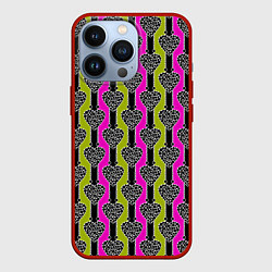 Чехол для iPhone 13 Pro Striped multicolored pattern Сердце, цвет: 3D-красный