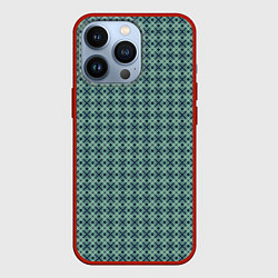 Чехол для iPhone 13 Pro Мелкий бирюзовый клетчатый узор, цвет: 3D-красный