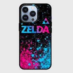 Чехол для iPhone 13 Pro Zelda Neon Triforce, цвет: 3D-черный