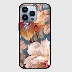 Чехол для iPhone 13 Pro Рисунок цветов, цвет: 3D-черный