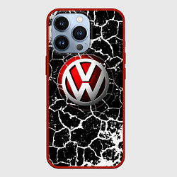 Чехол для iPhone 13 Pro Volkswagen Трещины, цвет: 3D-красный
