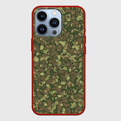 Чехол для iPhone 13 Pro Камуфляж цифровой Флора-1 пиксель, цвет: 3D-красный