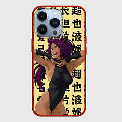 Чехол для iPhone 13 Pro Йоруичи Шихоин - БЛИЧ иероглифы, цвет: 3D-красный