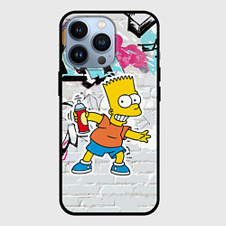 Чехол для iPhone 13 Pro Барт Симпсон на фоне стены с граффити, цвет: 3D-черный