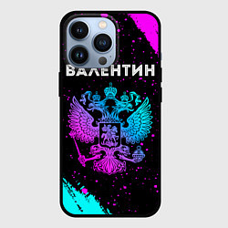 Чехол для iPhone 13 Pro Валентин и неоновый герб России, цвет: 3D-черный