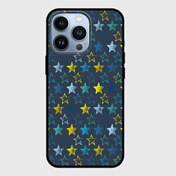 Чехол для iPhone 13 Pro Парад звезд на синем фоне, цвет: 3D-черный