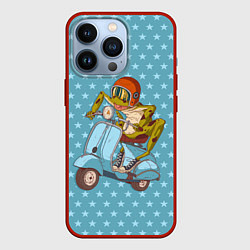 Чехол для iPhone 13 Pro Крейзи лягуха на мопеде, цвет: 3D-красный