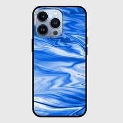 Чехол для iPhone 13 Pro Бело синий абстрактный фон Волны, цвет: 3D-черный