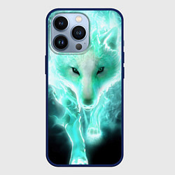 Чехол для iPhone 13 Pro Волк из света, цвет: 3D-тёмно-синий