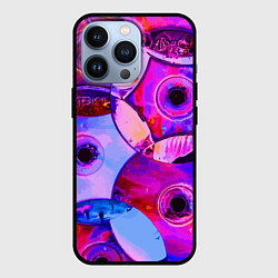 Чехол для iPhone 13 Pro Диски CD - паттерн, цвет: 3D-черный