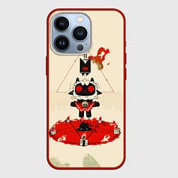 Чехол для iPhone 13 Pro Cult of the lamb art, цвет: 3D-красный