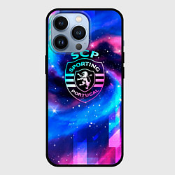 Чехол для iPhone 13 Pro Sporting неоновый космос, цвет: 3D-черный