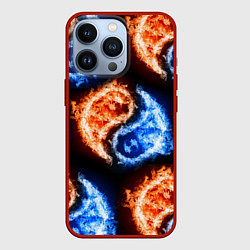 Чехол для iPhone 13 Pro Инь - янь, огонь - вода, паттерн, цвет: 3D-красный