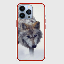 Чехол для iPhone 13 Pro Волк зимой, цвет: 3D-красный