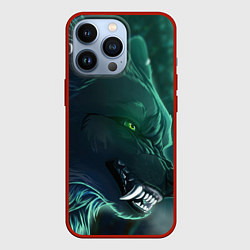 Чехол для iPhone 13 Pro Fantasy волк, цвет: 3D-красный