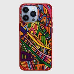 Чехол для iPhone 13 Pro Психоделический узор, цвет: 3D-красный