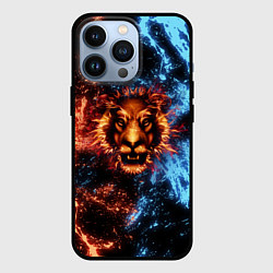Чехол для iPhone 13 Pro Огонь и вода - лев, цвет: 3D-черный