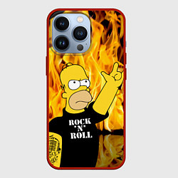 Чехол для iPhone 13 Pro Homer Simpson - Rock n Roll!, цвет: 3D-красный