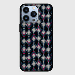 Чехол для iPhone 13 Pro Классический ромбовидный текстурированный узор на, цвет: 3D-черный
