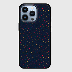 Чехол для iPhone 13 Pro Золотые, красные, синие звезды на темно синем, цвет: 3D-черный