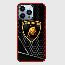 Чехол для iPhone 13 Pro Lamborghini Соты карбон, цвет: 3D-красный