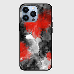 Чехол для iPhone 13 Pro Черно-красная абстрактная текстура акварели, цвет: 3D-черный