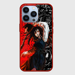 Чехол для iPhone 13 Pro Митака демон войн - Человек бензопила, цвет: 3D-красный