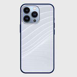 Чехол для iPhone 13 Pro Серый фон и белые линии, цвет: 3D-тёмно-синий