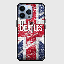 Чехол для iPhone 13 Pro The Beatles - лого на фоне флага Великобритании, цвет: 3D-черный