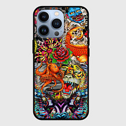 Чехол для iPhone 13 Pro Красочная иллюстрация, цвет: 3D-черный