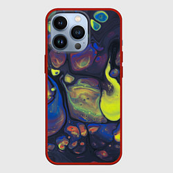 Чехол для iPhone 13 Pro Неоновые светящиеся камни, цвет: 3D-красный