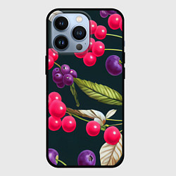 Чехол для iPhone 13 Pro Ягодки нарисованные, цвет: 3D-черный