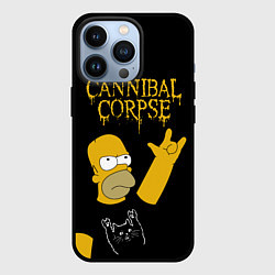 Чехол для iPhone 13 Pro Cannibal Corpse Симпсоны Гомер рокер, цвет: 3D-черный