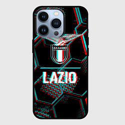 Чехол для iPhone 13 Pro Lazio FC в стиле glitch на темном фоне, цвет: 3D-черный