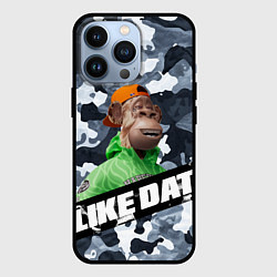 Чехол для iPhone 13 Pro Камуфляж обезьяна в красной кепке like dat, цвет: 3D-черный