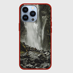 Чехол для iPhone 13 Pro Водопад между скал, цвет: 3D-красный