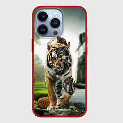 Чехол для iPhone 13 Pro Кибернетический тигр, цвет: 3D-красный