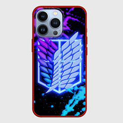 Чехол для iPhone 13 Pro Attack on Titan neon, цвет: 3D-красный