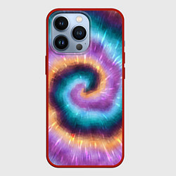 Чехол для iPhone 13 Pro Сине-фиолетовый тай дай, цвет: 3D-красный