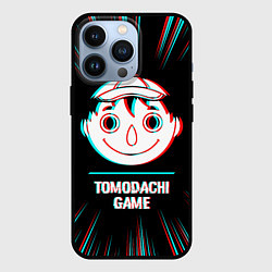 Чехол для iPhone 13 Pro Символ Tomodachi Game в стиле glitch на темном фон, цвет: 3D-черный