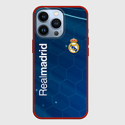 Чехол для iPhone 13 Pro Real madrid голубая абстракция, цвет: 3D-красный