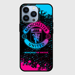 Чехол для iPhone 13 Pro Manchester United - neon gradient, цвет: 3D-черный