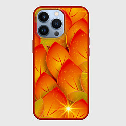 Чехол для iPhone 13 Pro Осенние желтые листья, цвет: 3D-красный