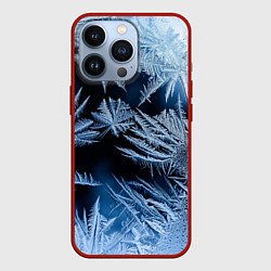 Чехол для iPhone 13 Pro Морозный узор на стекле, цвет: 3D-красный