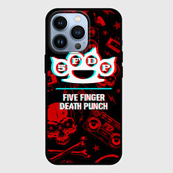 Чехол для iPhone 13 Pro Five Finger Death Punch rock glitch, цвет: 3D-черный