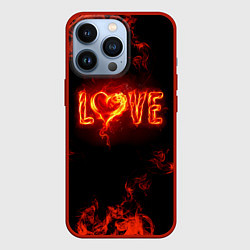 Чехол для iPhone 13 Pro Fire love, цвет: 3D-красный